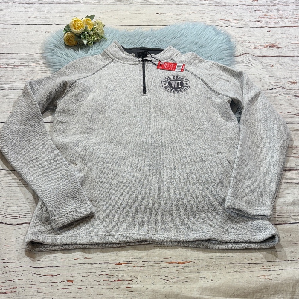 NWT ISAAC’S Designs Salt & Pepper Door County Wisconsin Quarter Zip Pullover XL
